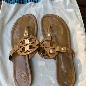 Tory Burch Miller Sandal in Tan Patent